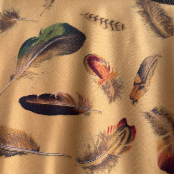 Hermes Paris Vintage 100% Silk Scarf Panel Sweater Feathers Print Mock Neck EU38 - Picture 4 of 11